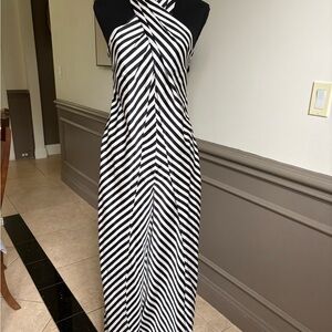 Boston Proper Black and White Striped Jumpsuit